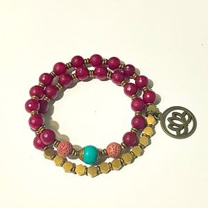 Ruby Jade Mala Gemstone Bead Bracelet 🤲📿